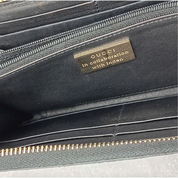 Gucci Vintage Rare Limited Edition Bamboo Blue Suede Leather Continental Large Z - Picture 9 of 13